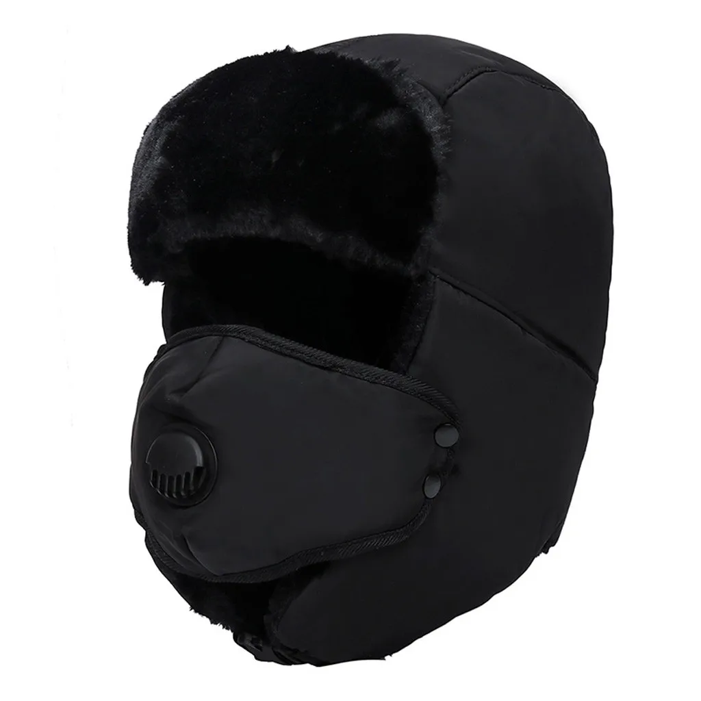 Мужские и женские зимние теплые шапки, вязаные шапки из искусственного меха, повседневная шапка s для улицы, шерстяная шапка с помпоном для волос Femme - Цвет: Черный
