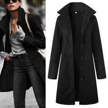 New veste femme Coat Women Long Sleeve Turn-down Collar Outwear Jacket Casual Autumn Winter Elegant Overcoat