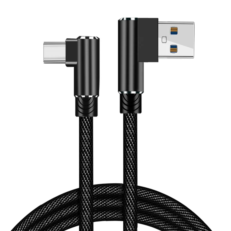 Кабель usb type C, 90 градусов, быстрая зарядка данных, USB C кабель для samsung S10 S9 S8 для Xiaomi mi8 mi9 huawei P20 P30 USB-C зарядное устройство - Цвет: Черный