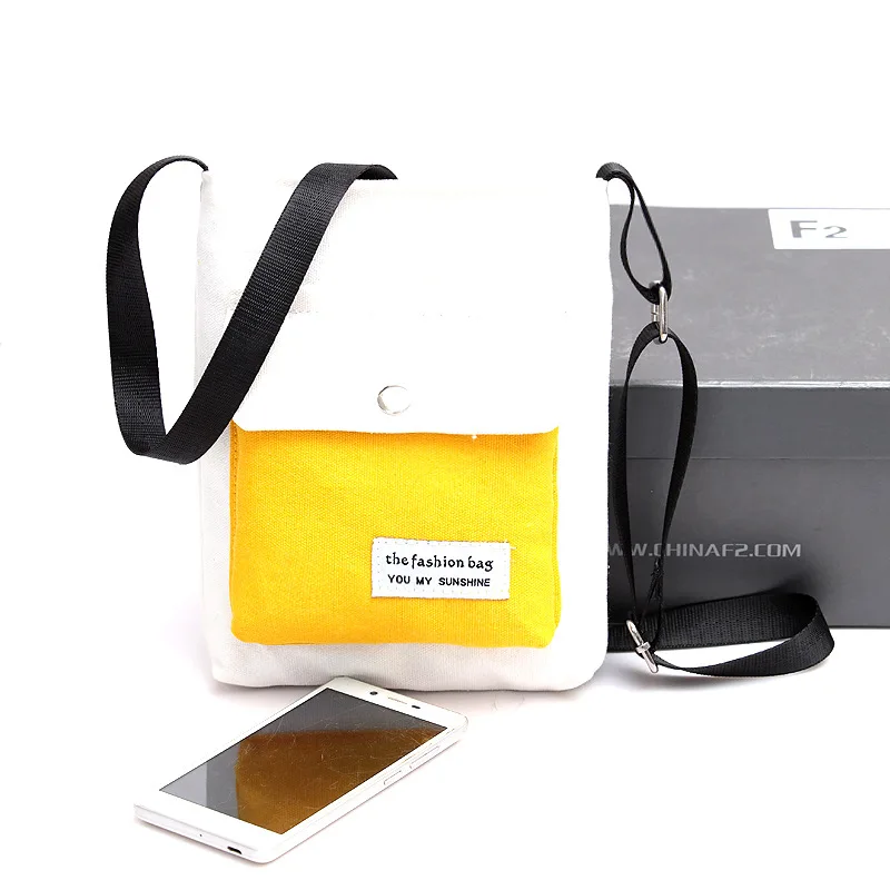Простая модная парусиновая женская сумка-мессенджер летняя модная сумка на ремне в Корейском стиле модная Ol для поездок контрастного цвета маленькая B