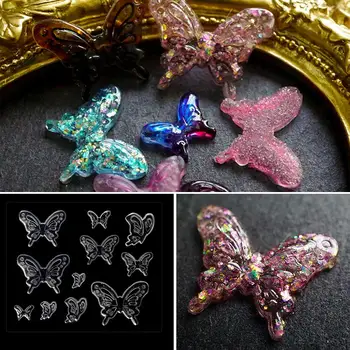 

1 Pc Nail Art Silicone Mold Bowknot Flower Butterfly Pattern Mixed Size 3D Acrylic Carving Mold Nails Decoration Tools