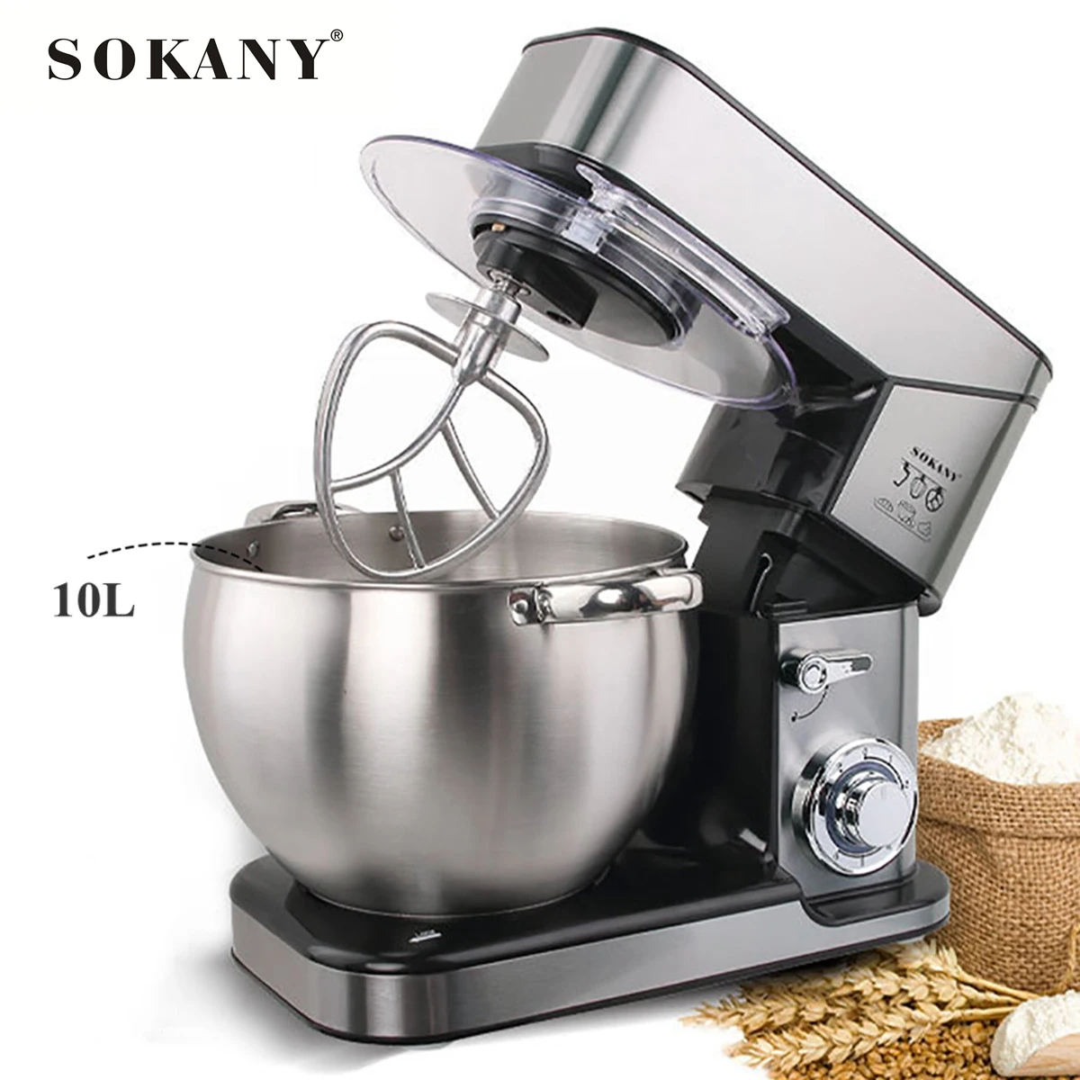 SOKANY миксер Нержавеющая сталь 10L чаша 6 ступенчатая Кухня Еда блендер крем