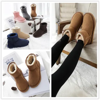 

2019 Real Sheepskin Fur Boots Women Shoes High Quality Real Sheepskin Fashion Ankle Woman Snow Boots Warm Women's Winter Boots