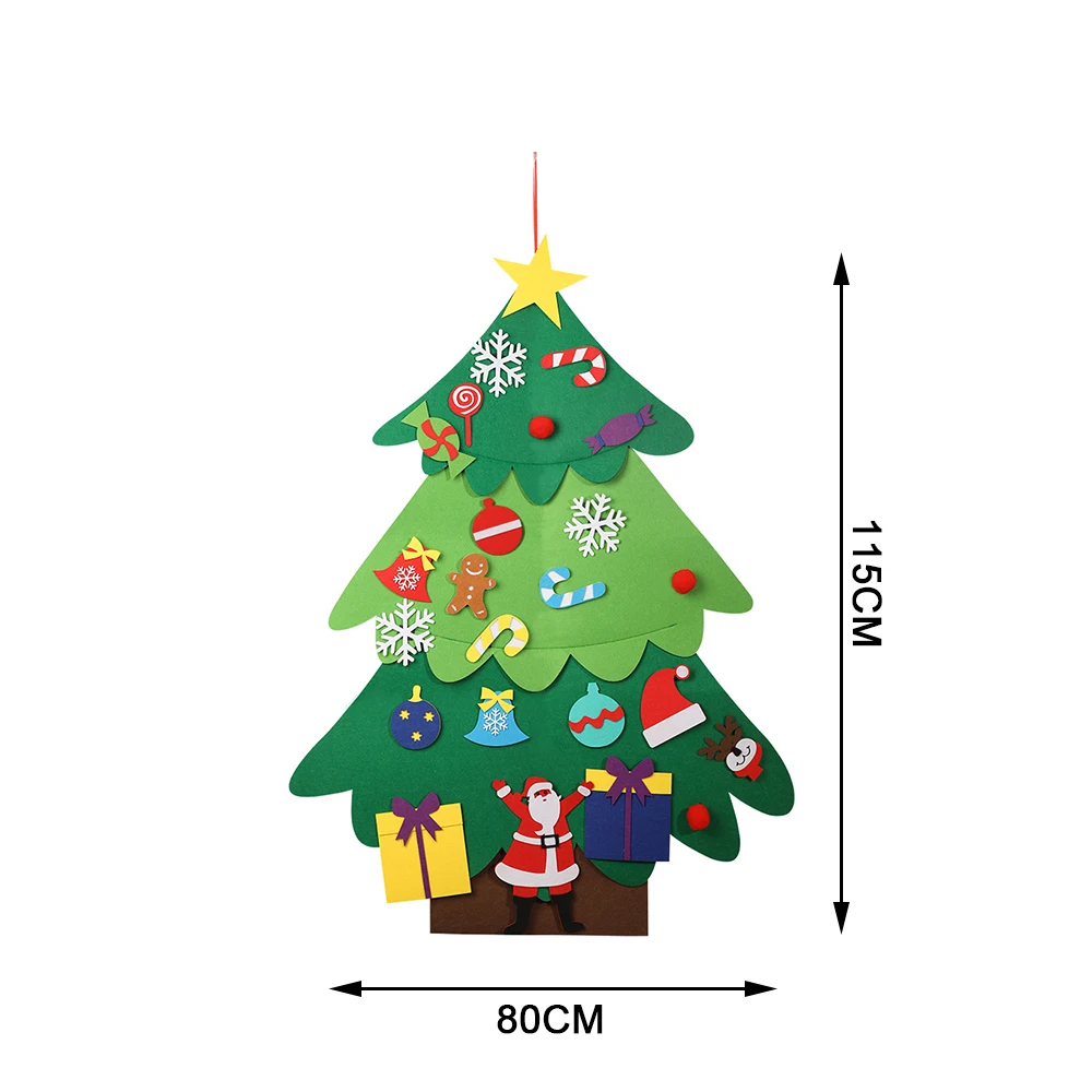 Santa Claus 3D DIY войлочная Рождественская елка с освещением домашнее рождественское украшение детские рождественские подарки игрушки год Navidad рождественские украшения - Цвет: Santa Claus
