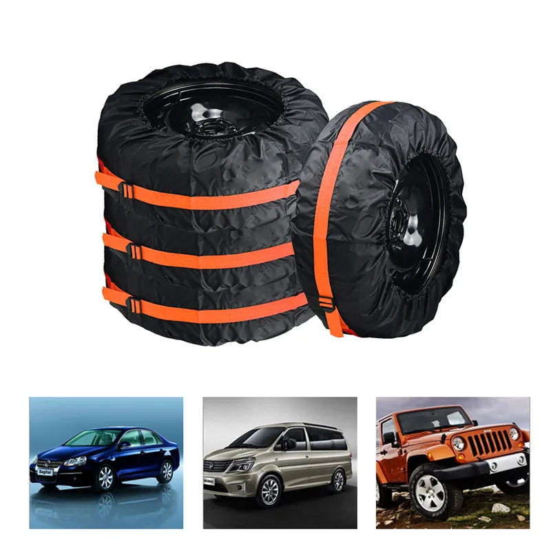 

4Pcs Spare Tire Cover Case Polyester Winter and Summer Car Tires Storage Bag Automobile Tyre Accessories Vehicle Wheel Protector
