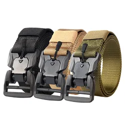 Plastic Magnetic Buckle Men's Tactical Belt Military Nylon Web Rigger Work Carry Tool Belts with Heavy-Duty Quick-Release