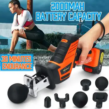 

6 Heads Muscle Massage Gunn Cordless Percussive Vibration Therapy Tissue Massager Sport Therapy Massager 2000mAh 3000r/min