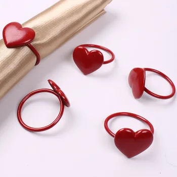 

TAI Top 12Pcs/Set Red Heart Napkin Ring Wedding Party Napkin Holder Towel Buckle Table Decoration Hotel Supplies
