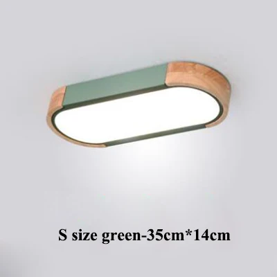 S size green Lustra lampa скандинавские деревянные Rectange Dimmable потолочные светильники для гостиной Многоцветный Сплав светодиодный потолочный светильник для спальни - Цвет корпуса: S size green