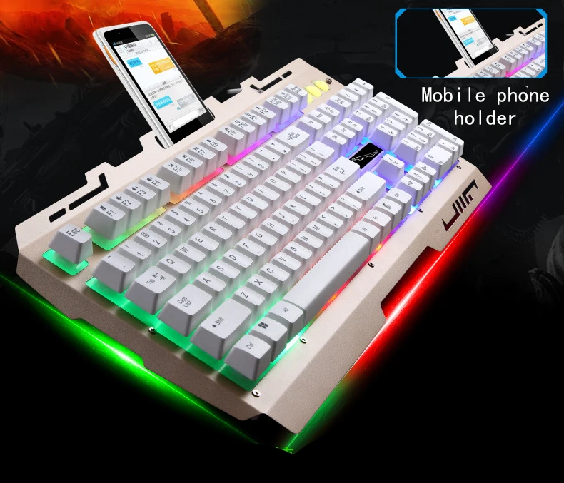 RGB разноцветный держатель для телефона Проводная клавиатура мышь набор игровая клавиатура с подсветкой подвеска Keycap металлический ключ доска для ноутбука