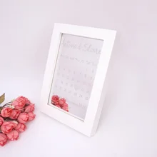 Calendario de espejo acrílico personalizado, decoración de fiesta de boda, marco de fotos, nombre de novia, marco de madera, decoración de mesa