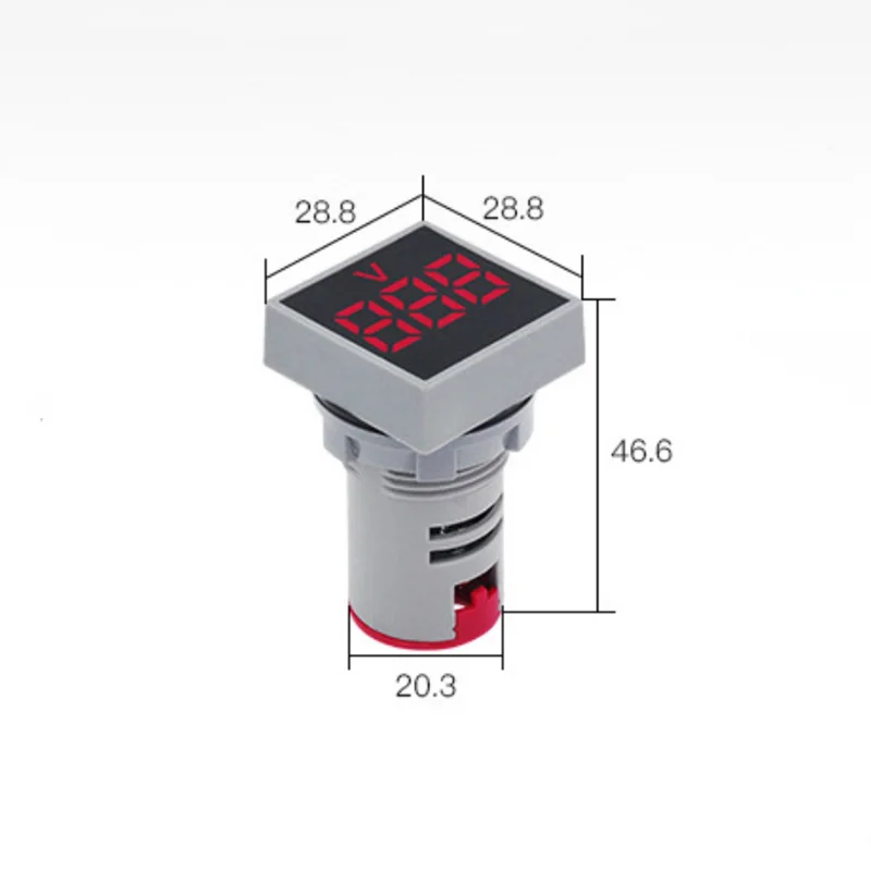 22 мм AC 20-500 в вольтметр квадратная панель светодиодный цифровой измеритель напряжения индикатор светильник Вольтметр постоянного тока цифровой измеритель напряжения