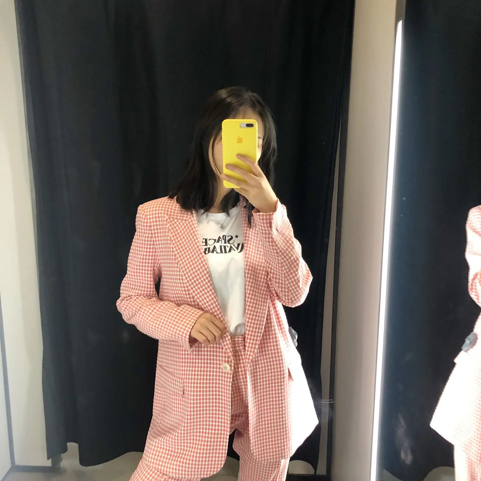 

Ts67 2019 Spring New Style Fashion Loose Plaid Small Suit Coat