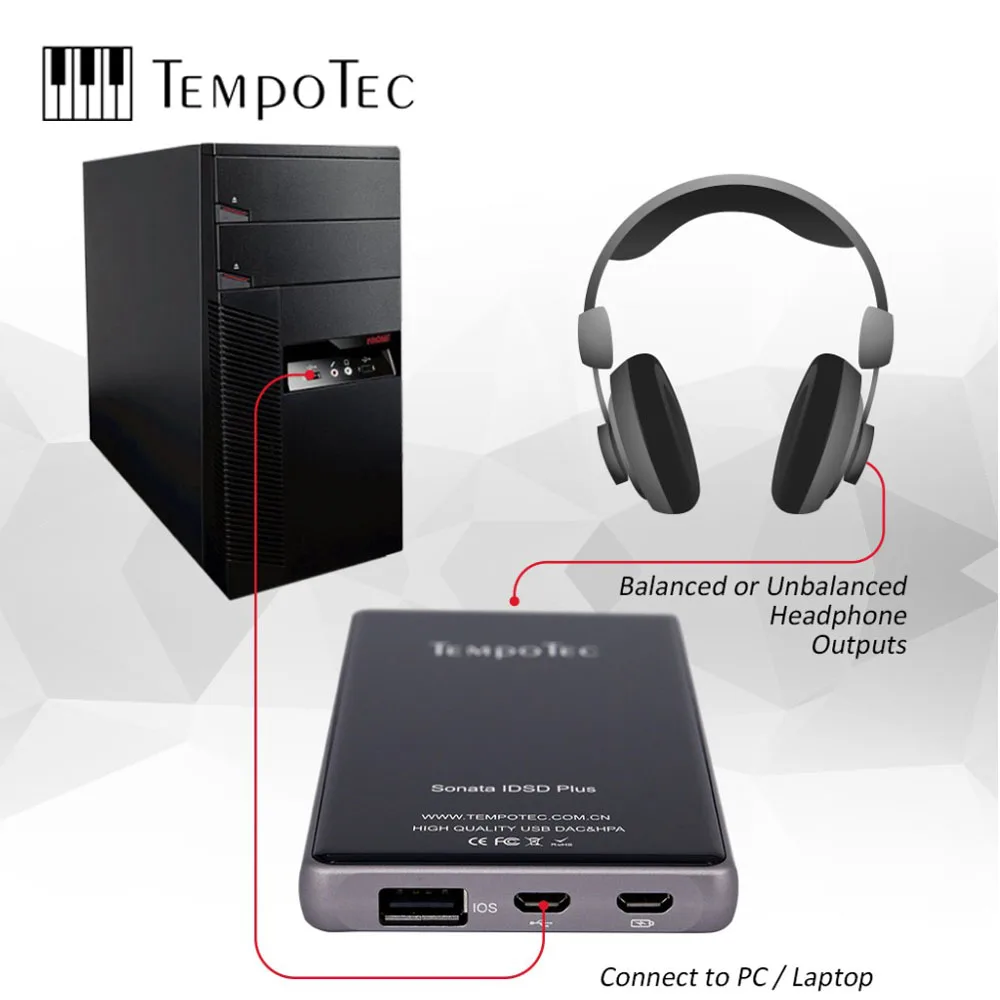 Усилитель для наушников TempoTec Sonata iDSD Plus USB портативный цап поддержка WIN MacOSX Android iPHONE True Blance Двойной ЦАП DSD HIFI