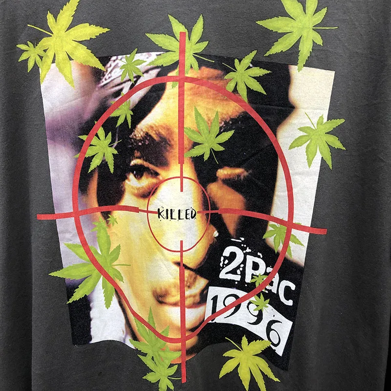 Негабаритных 2pac футболки Для мужчин Для женщин хлопок Тупак футболки высокого качества; короткий рукав; футболка