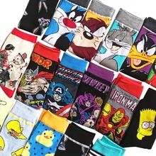 1 Pair funny animal unisex socks Casual Cartoon Cat socks Marvel socks Iron Man Captain America men socks Happy Funny women Sock