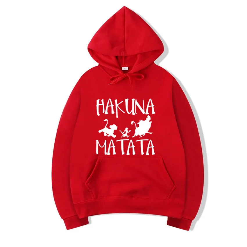 Женский Бренд hakuna matata с капюшоном, осенние толстовки в стиле хип-хоп, унисекс, розовые толстовки, забавное пальто, женская кофта с капюшоном для девочек - Цвет: T120c-red