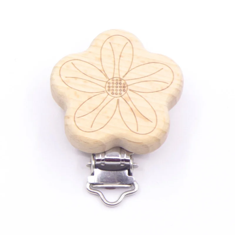 Kwd 9 Cute Style Wood Cartoon Animal Sucker Natural Chain Beech Beech Box Clip Diy Dummy Clip Accessories 5pieces pacifier clip,pacifier chain