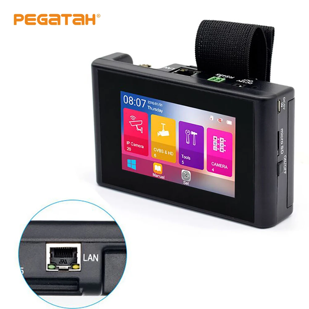 4Inch H.265 4K IP CCTV Tester Monitor IP 8MP AHD CVI TVI IP Camera Tester ONVIF PTZ WIFI 12V 3A CCTV camera tester