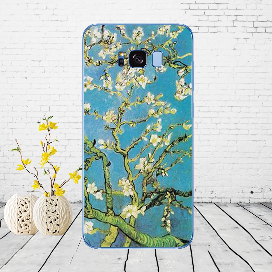 Мягкий силиконовый чехол Vincent van Gogh sunflower cherry blossom starry для Samsung Galaxy S6 S7 edge S8 S9 S10 plus A70