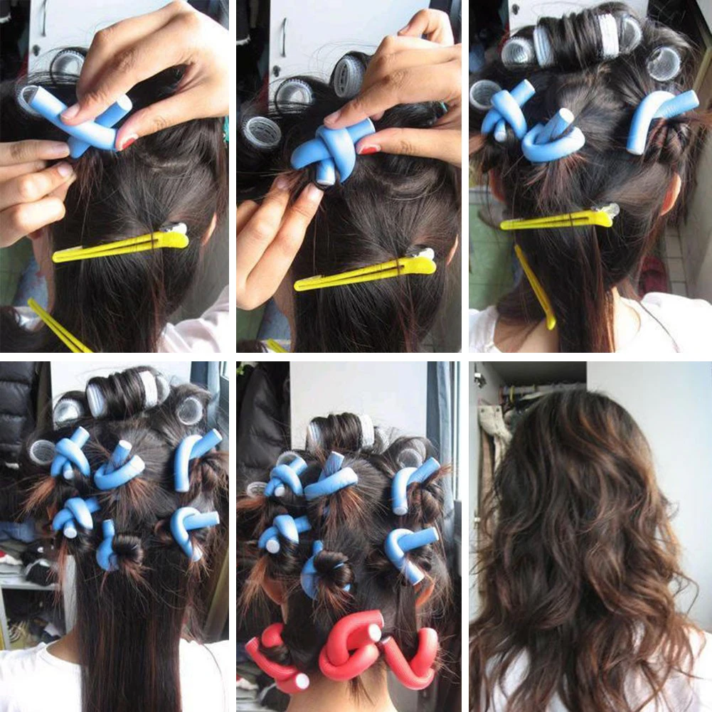 42 шт. бигуди для завивки волос разных размеров палочки гибкие инструменты с сумкой для хранения DIY бигуди для волос инструмент