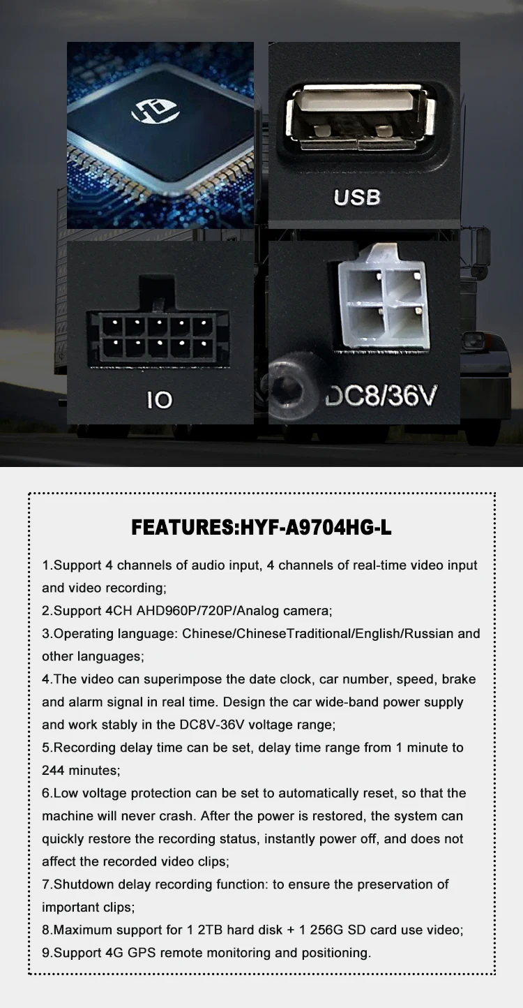 HYFMDVR с фабрики AHD 720 P/960 P технология отслеживания 4Ch автобусный Автомобильный видеорегистратор с 4G/Gps MDVR