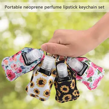 

3SET Hand Sanitizer Keychain Holder Travel Bottle Refillable Containers 30ml Flip Cap Reusable Bottles with Keychain Carrier