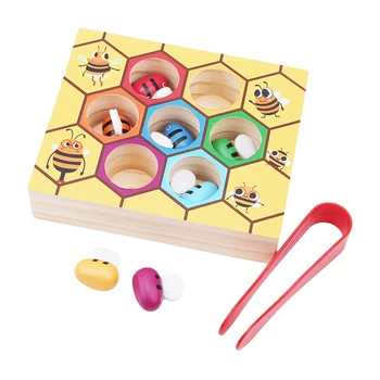 

Children Clip Beehive Games Intelligence Color Cognition Toys Clip Small Bee Toy Wooden Early Montessori Childhood Education Toy