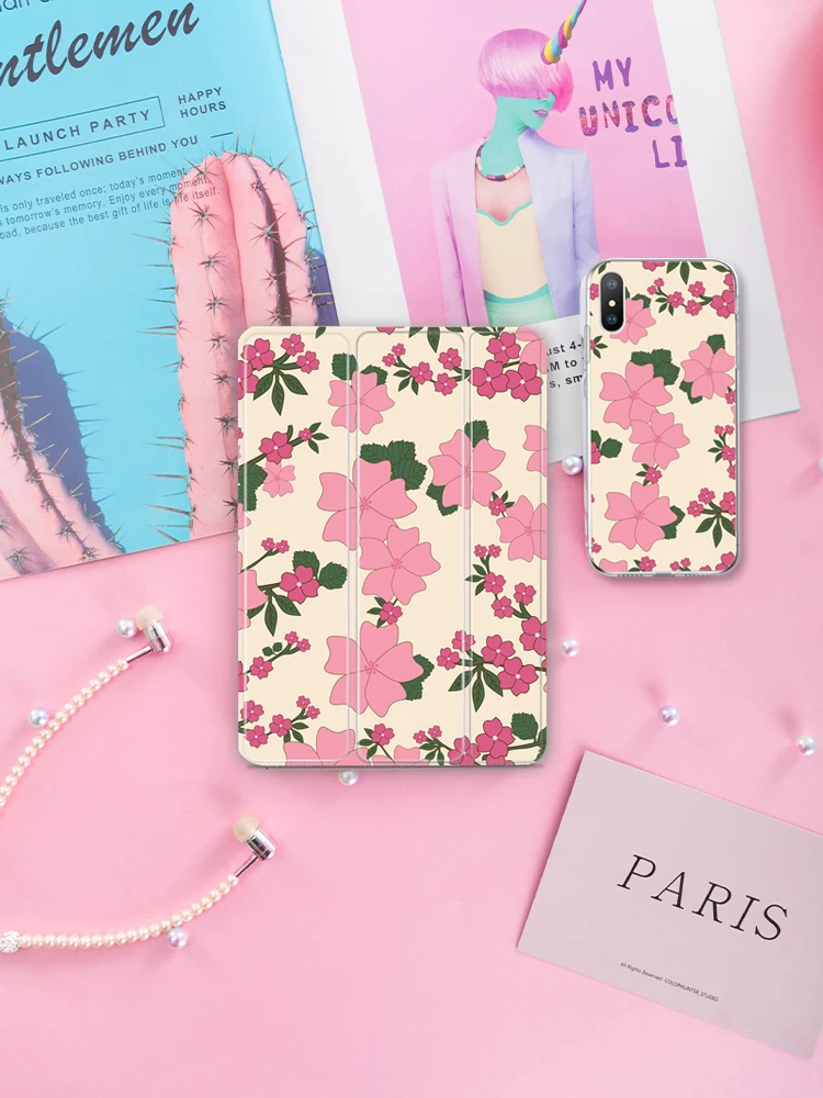 

Floral Flower Magnet Flip Cover For iPad Pro 9.7 Air 10.5 11 12.9 Air2 Mini 2 3 4 5 2019 Tablet Case For New ipad 9.7 2017 2018