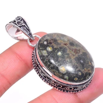 

Ocean Jaspers Pendant Silver Overlay over Copper , 52 mm, P6724