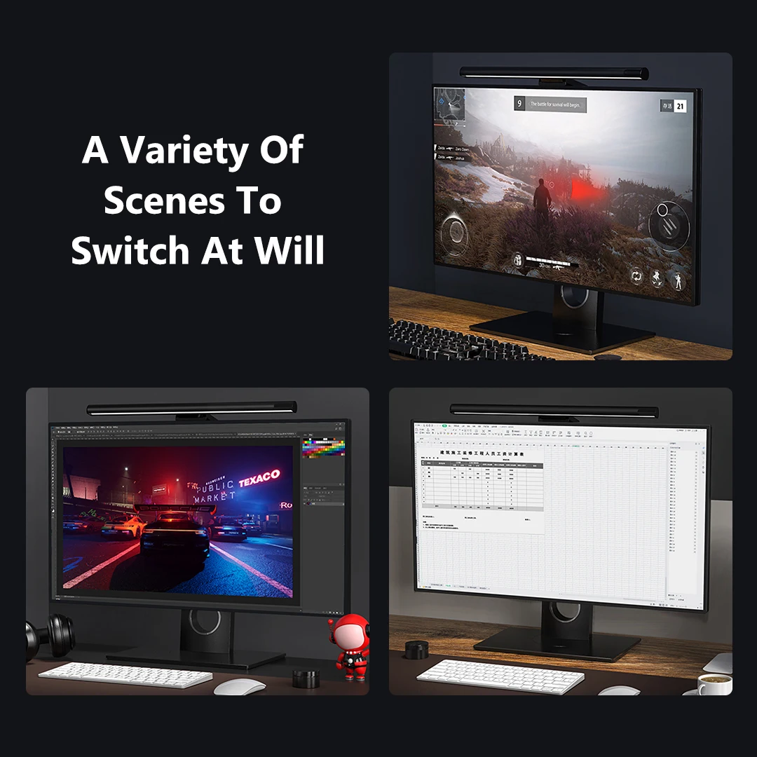 LYMAX LED Desk Lamp Screen Bar Display Hanging Light Eyes Protection PC Computer Monitor Light Bar Dimmable Reading Screen Lamp