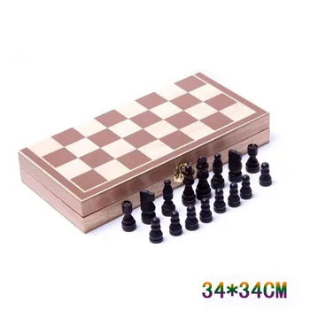 

Folding Wooden International Chess Set Pieces Set Board Game Funny Game Chessmen Collection Portable Board Game