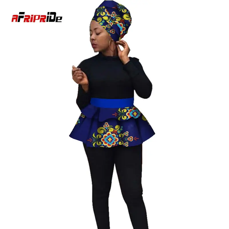 Новая мода Afripride африканская Женская повязка на голову и короткая юбка 2 шт. Африканский головной платок и высокая талия А-линия юбка SP111