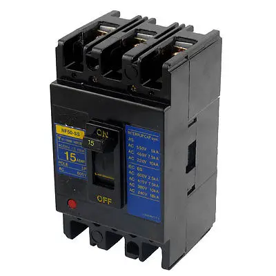 

15A AC 220V 600V Ui 3 Pole MCCB Moulded Case Circuit Breaker NF50-SP