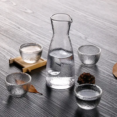 

Japanese-style Creative Frosted Transparent Glass Wine Set Yellow Wine Sake Jug Set Glass Warm Jug Creative Handmade Wine Set