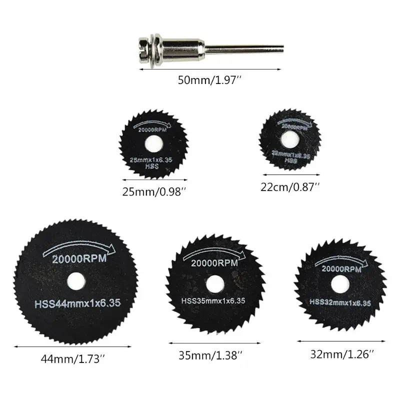 6 шт./компл. HSS аксессуаров для вращающихся инструментов 22/25/32/35/44 мм пильные диски резак CORC
