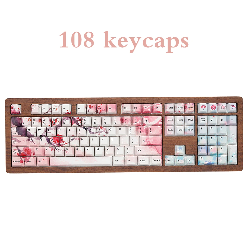 PBT Cherry Blossom клавишная крышка продукт для 60 87 104 108 клавиши механическая клавиатура Cherry G80 Заказная 68 клавишная крышка - Цвет: 108 keys