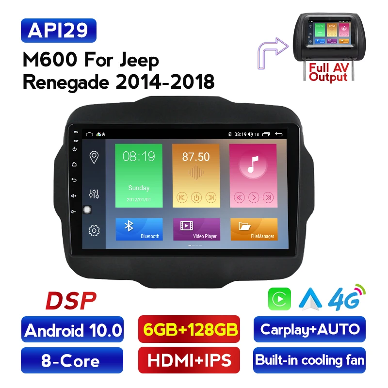 Автомагнитола NaviFly android 10 0 DSP IPS для Jeep Renegade 2016 2017 2018 видео навигация GPS плеер Wi-Fi DVR