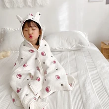 

Bathrobe Cotton Fabric Printing Pattern Multicolors Towels for Kids Soft Material Cozy Water Absorption Type Bathrobe Warm Towel
