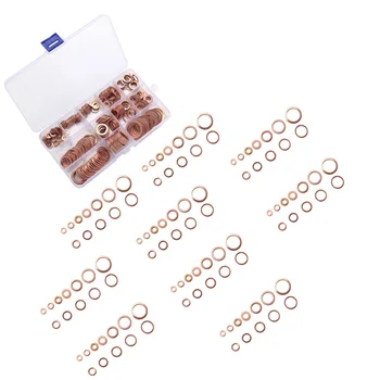 

280pcs Set Car Drain Bolt Crush Washers Copper Oil Plug Gasket Seal Ring Auto Fastener Clip Accessories