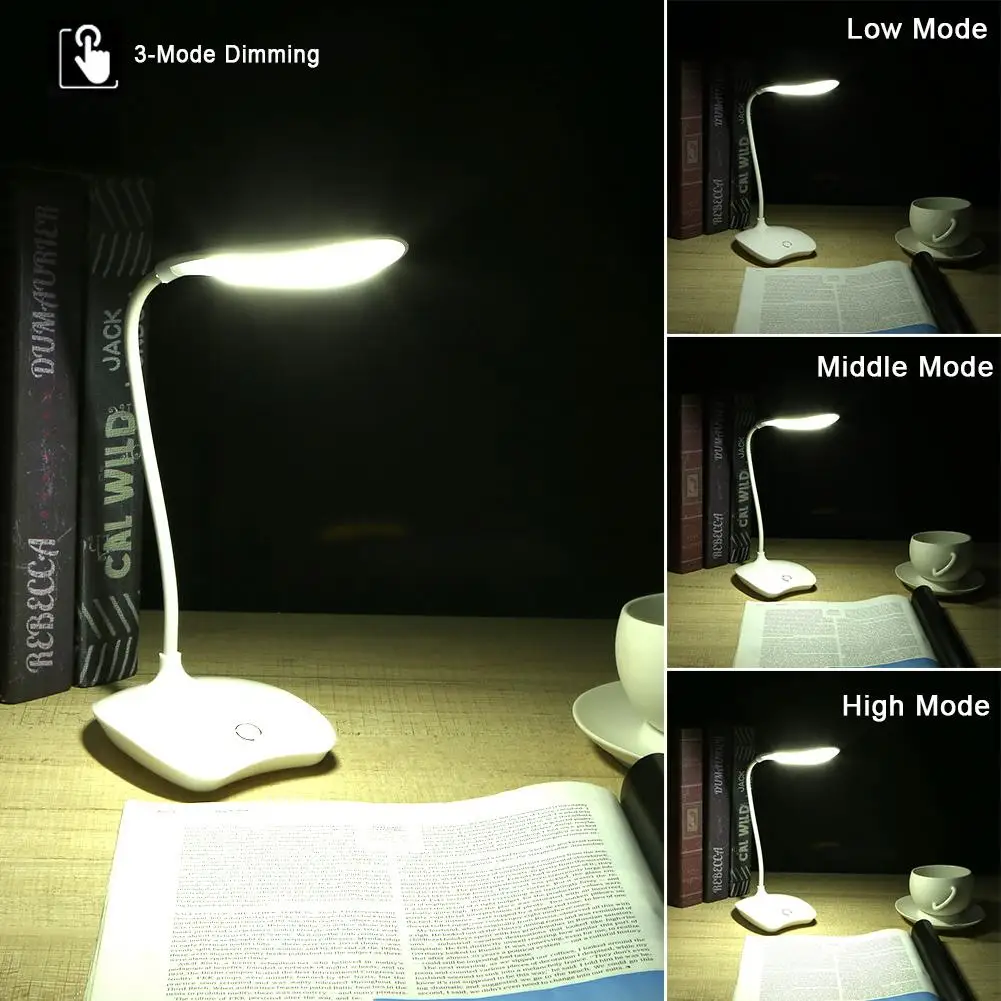 

14 LEDs Reading Light USB Charging 3 Mode Flexible Table Lamps Touch Sensor Dimmable Reading Study White Light Desk Lamp