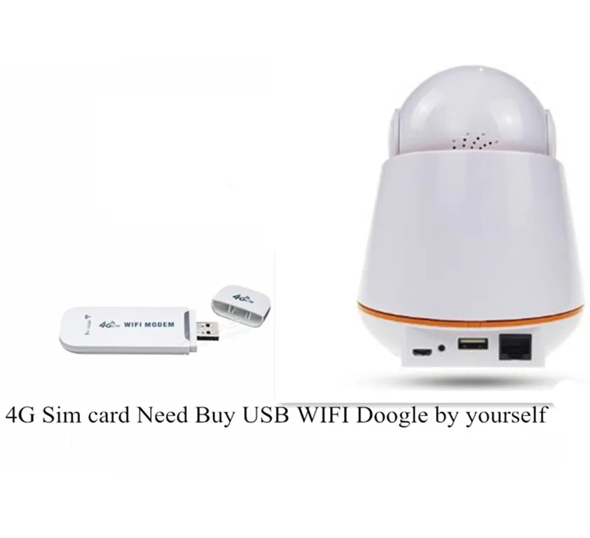 Беспроводная PTZ IP камера с функцией автослежения 2 МП 1080P поддержка USB 4G Sim