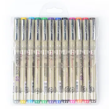 

Drawing Pen High Quality Professional ABS 12Pcs/Set Cartoon Design School Marker Pen 0.5mm Sketch Artist