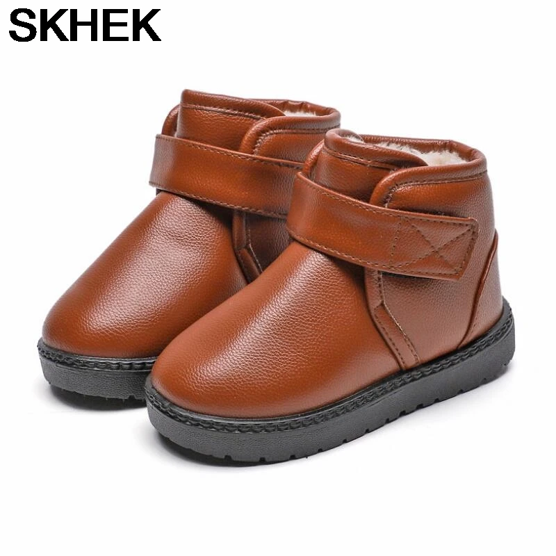 

SKHEK Kids Shoes Winter Boys Brand Snow Boots Children Fashion Plush Warm Ankle Martin Boots Baby Girls Sneakers Sport Shoes