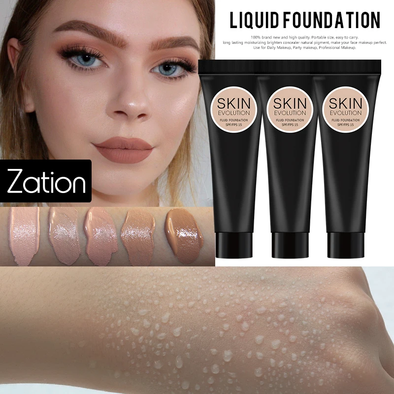 

Zation Foundation Base Liquid Full Cover Concealer Cream Brighten Moisturizer Mineral Makeup Primer Professional Makeup