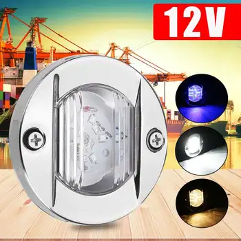 

DC12V Marine Boat Transom LED Stern Light Round Stainless Steel LED Tail Lamp Yacht Accessories White/ Warm Light/ Blue