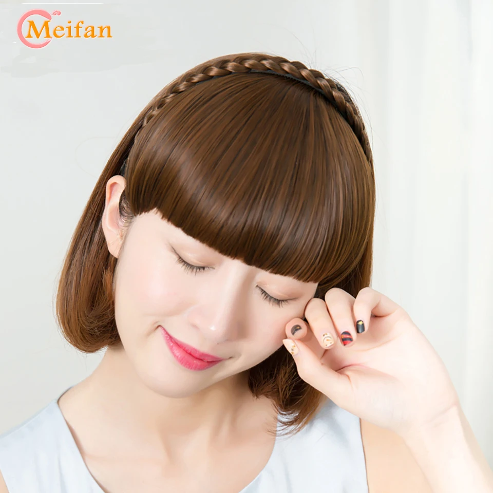 Synthetic Hair Neat Fringe Bands With Double Row Braids Headband