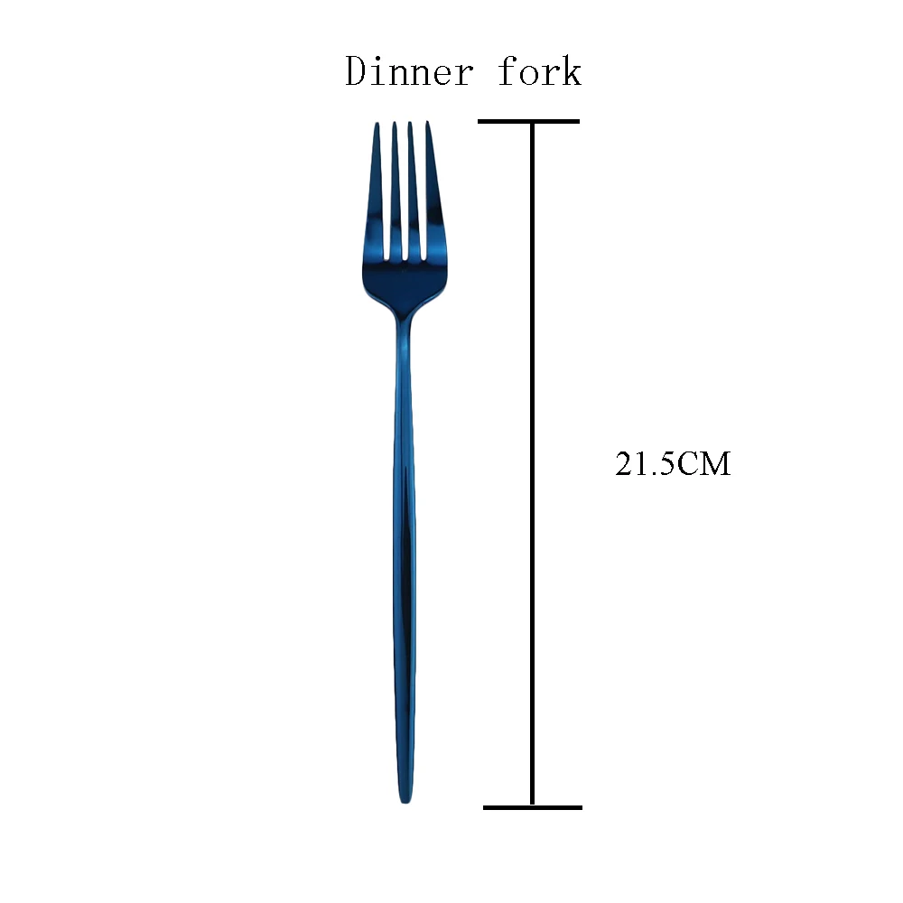 Dinnerware Set Purple Tableware Dinner Set 18/10 Stainless Steel Cutlery Set Knife Fork Spoon Silverware Set Home Flatware Set - Цвет: blue dinner fork