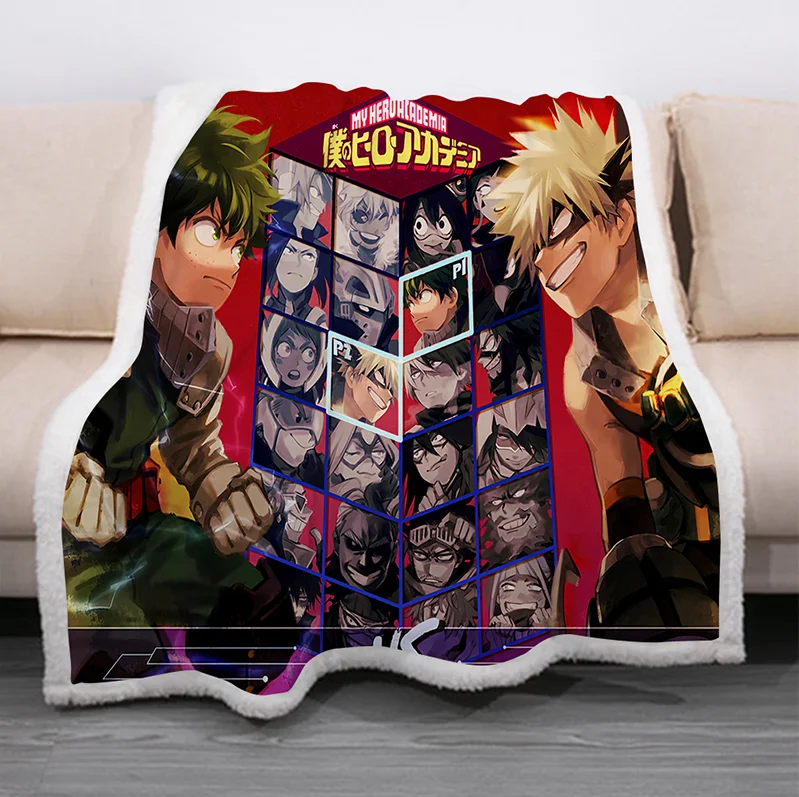 

My Hero Academia Fleece Blanket Plush 3d Printed for Adults Sofa Sherpa Fleece Bedspread Wrap Throw Blanket style-2