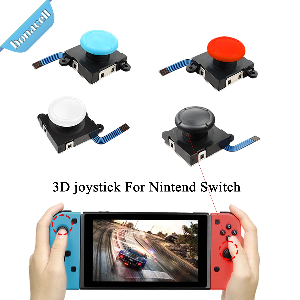 

bonacell 3D Analog Joycon Joystick Thumb Sticks Sensor Replacements Accessories For Nintend Switch Joy Con Controller Housing L5